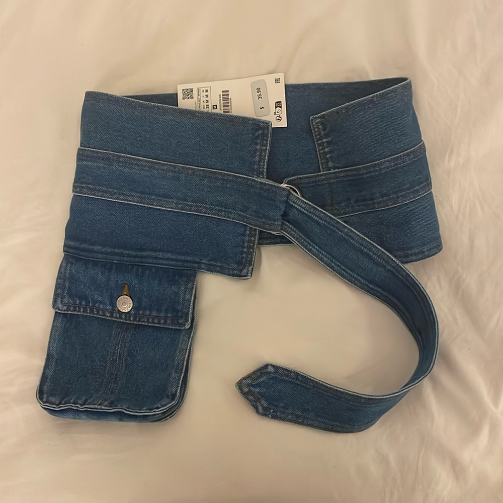 Zara denim cummerbund size medium NWT